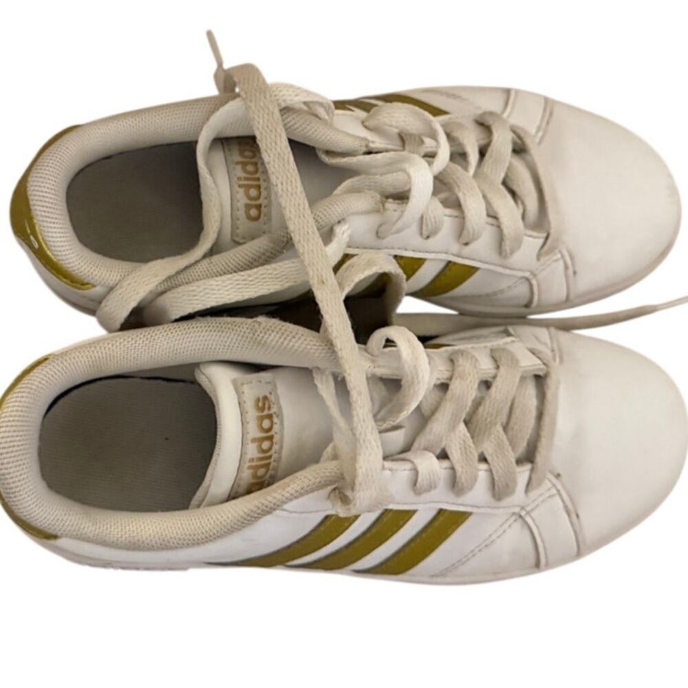 Adidas white and gold sneakers size 3